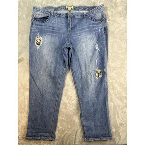 Women’s Democracy Denim Jeans Flex-Ellent Medium Wash Straight Plus Size 24W